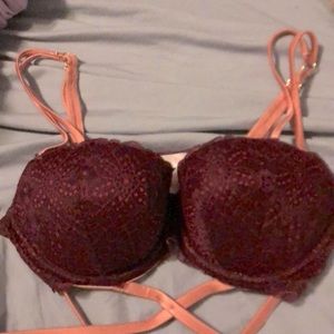 PINK | Plum Purple Lace Date Push-Up with Blush Pink Shiny Strap Detail